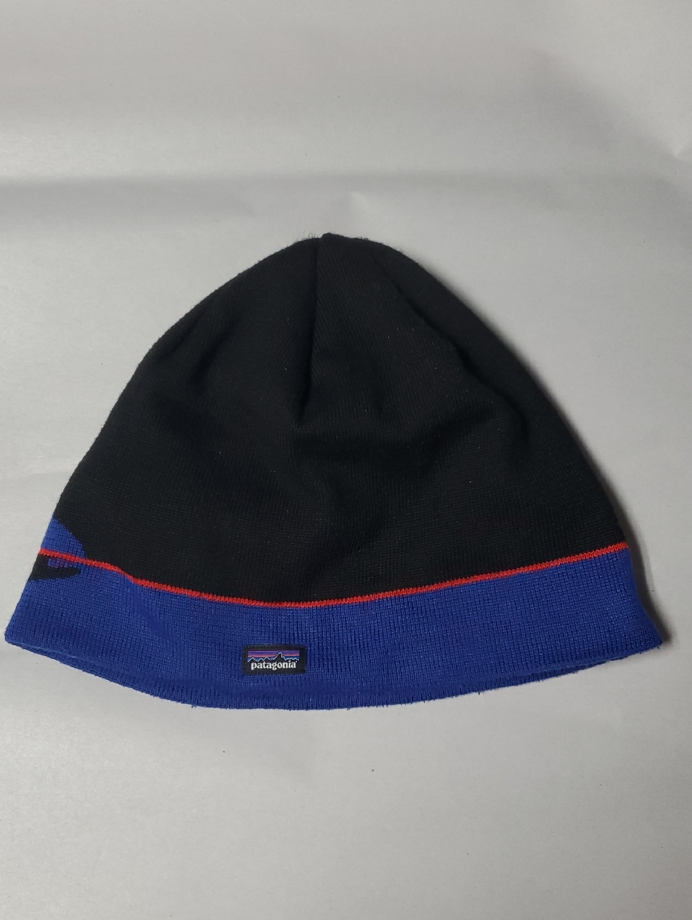 Patagonia Black, Blue & Red Knit Beanie Gorpcore Outdoor Adventure
